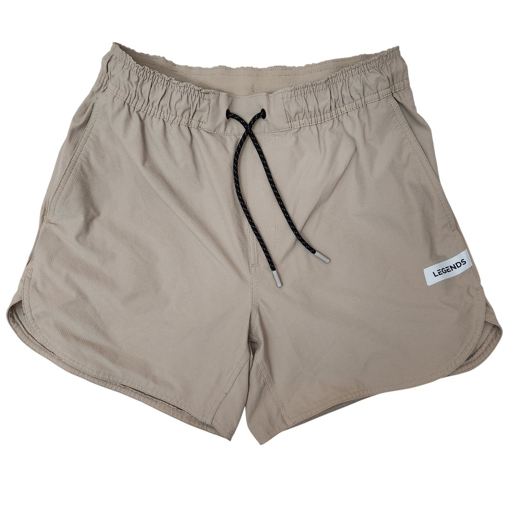 Legends Relay Shorts Mens Medium Tan Khaki Lined Running Training Athletic Gym